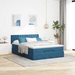 vidaXL Cadre de lit ottoman avec matelas bleu foncé 140x200 cm velours