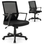 Chaise de bureau ergonomique chaise de travail avec dossier à bascule pivotante en maille avec accoudoirs pour chambre bureau noir 20_0004839