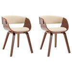 vidaXL Chaises à manger lot de 2 crème bois courbé et similicuir