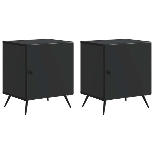 vidaXL Cabinet de chevet 2 pc Noir 43 x 34 5 x 50 cm Bois d'ingénierie