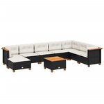 vidaXL Salon de jardin 9 Pièces avec coussins noir résine tressée