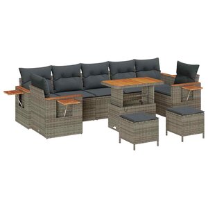 vidaXL Ensemble de canapé de jardin avec coussin 10 Pièces Gris