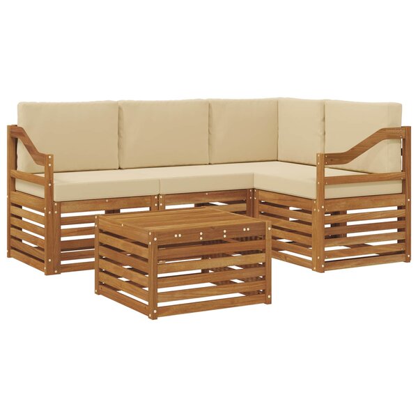 vidaXL Ensemble de canapés d'extérieur 5 pc Naturel et Beige Polyester