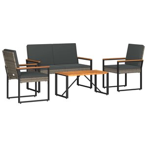vidaXL Ensemble de meubles d'extérieur 4 Pièces Gris et Gris foncé