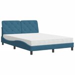 vidaXL Lit avec matelas bleu 120x200 cm velours