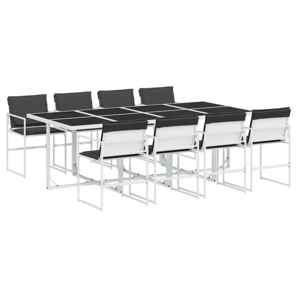vidaXL Ensemble à manger de jardin avec coussins 9 Pièces blanc textilène
