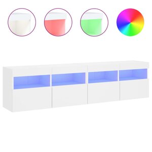 vidaXL Meubles TV muraux avec lumières LED 2 Pièces blanc 80x30x40 cm