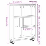 vidaXL Chariot de Rangement Étroit Chêne noir 48 x 13 x 68 cm
