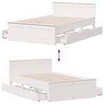 vidaXL Cadre de lit sans matelas avec tête de lit blanc 135x190 cm pin