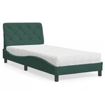 vidaXL Lit avec matelas vert foncé 90x200 cm velours