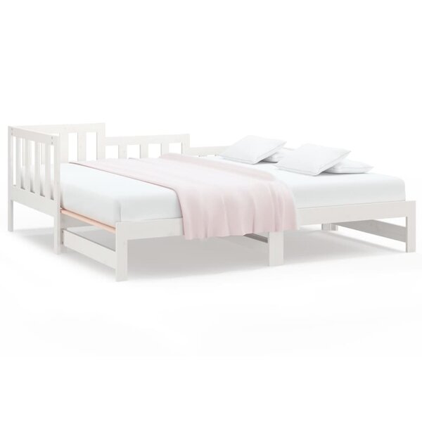 vidaXL Lit coulissant Blanc 2x(90x200) cm Bois de pin massif