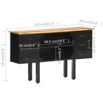vidaXL Buffet 110x30x65 cm Bois de manguier massif brut et acier