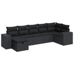 vidaXL Salon de jardin 7 Pièces avec coussins noir résine tressée