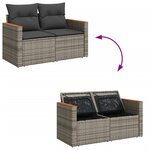 vidaXL Canapé de jardin 2 places avec coussins gris résine tressée