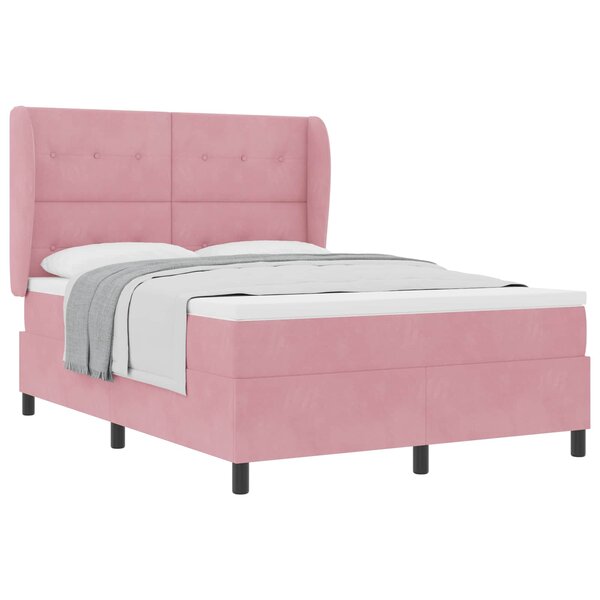 vidaXL Lit à ressorts avec matelas Rose 200 x 160 cm Velours