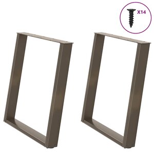 vidaXL Pieds de table à manger en forme de U  2 pièces  acier naturel  70 x (72-73) cm