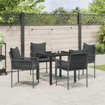 vidaXL Ensemble de salle à manger pour jardin 5 Pièces Noir Poly rotin