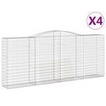 vidaXL Paniers à gabions arqués 4 Pièces 400x50x160/180 cm fer galvanisé