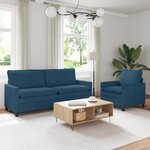 vidaXL Ensemble de Canapés 2 Pièces Bleu Velours
