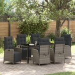 vidaXL Ensemble de 7 pièces de salle à manger de jardin Gris Rattan Poly