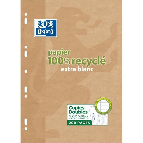 OXFORD Copies doubles recyclé A4 Seyes