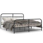 vidaXL Cadre de lit métal avec tête de lit/pied de lit noir 183x213 cm