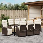 vidaXL Ensemble de salle à manger de jardin 9 pièces en rattan poly brun