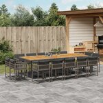 vidaXL Ensemble à manger de jardin 15 Pièces coussins gris résine tressée