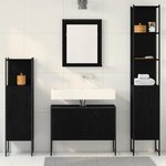 vidaXL Ensemble de mobilier de salle de bain avec stockage 4 Pièces Noir