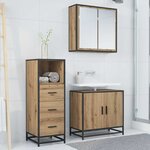 vidaXL Ensemble de mobilier de salle de bain 3 Pièces chêne artisanal