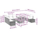 vidaXL Ensemble de canapé de jardin 11 Pièces Marron et rouge polyrotin