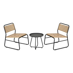 Ensemble de bistrot avec table basse et 2 chaises beige noir 03_0009406