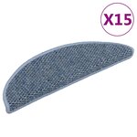 vidaXL Tapis d'escalier autocollants 15 Pièces 56x17x3 cm Bleu