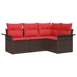 vidaXL Ensemble de canapé de jardin avec coussin Marron polyrotin