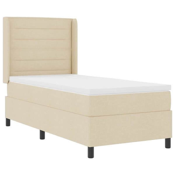 vidaXL Lit à ressort LED avec matelas Crème 100 x 200 cm tissu