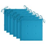 vidaXL Chaises de jardin lot de 6 et coussins bleu Bois de teck massif