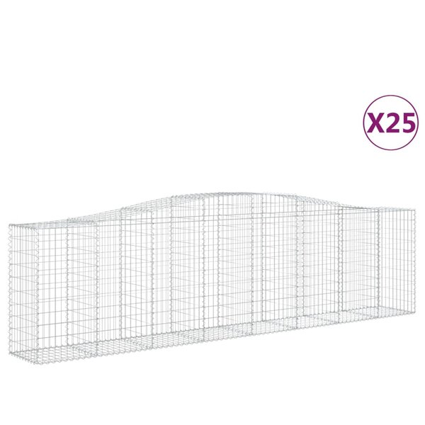 vidaXL Paniers à gabions arqués 25 Pièces 400x50x100/120 cm Fer galvanisé