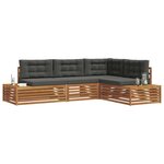 vidaXL 5 pc Ensemble de canapés d'extérieur Naturel et Anthracite