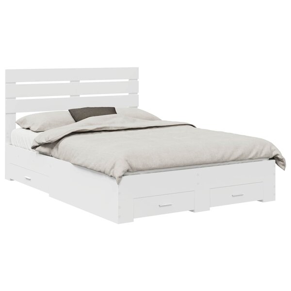 vidaXL Cadre de lit avec tiroir avec tête de lit Bois d'ingénierie