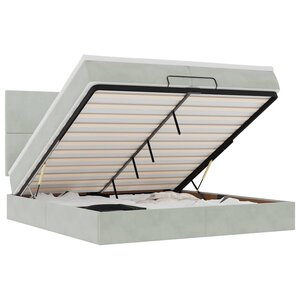 vidaXL Cadre de lit ottoman avec matelas gris clair 200x200 cm velours
