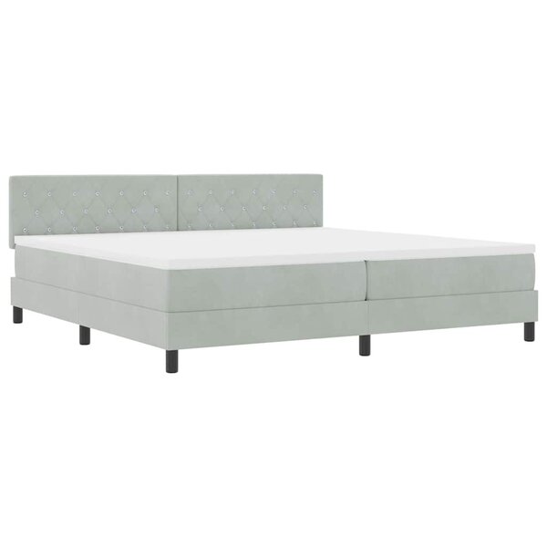 Lit avec sommier et matelas vidaXL Gris clair 200x200 cm Velours
