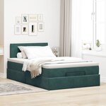 vidaXL Lit ottoman avec matelas et LED vert foncé 90x200cm velours