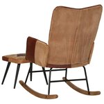 vidaXL Chaise à bascule et repose-pieds Marron Cuir véritable et toile