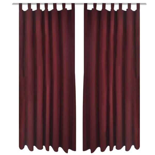 2 Pièces Rideau à Passant Micro Satin Bordeaux 140 x 225 cm