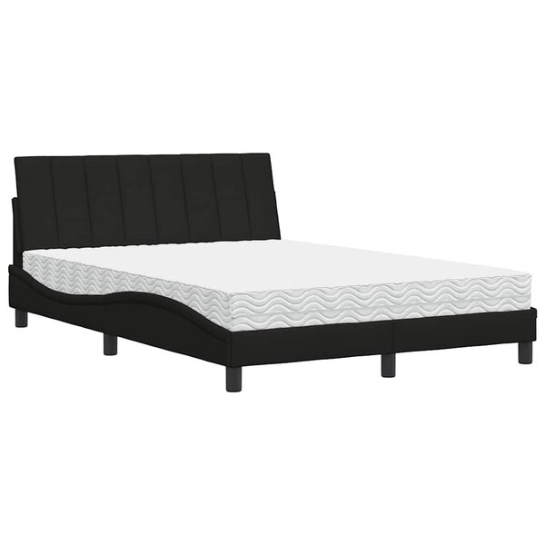 vidaXL Lit avec matelas Hanko noir 140x190 cm tissu