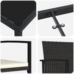 vidaXL Ensemble de Salle à Manger 3 Pièces de Jardin Noir Poly Rattan