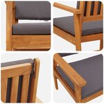 vidaXL Chaise de jardin avec coussin 2 Pièces Marron Bois d'acacia massif