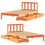 vidaXL Cadre de lit sans matelas cire marron 90x200 cm bois pin massif