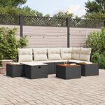 vidaXL Ensemble de canapé de jardin 7 pièces avec coussins noir poly rotin