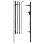 vidaXL Portillon simple porte avec dessus arqué Acier 1x1 75 m Noir